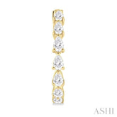 1 1/2 Ctw North-South Pear Shape Diamond Fashion Hoop Earring in 14K Yellow Gold